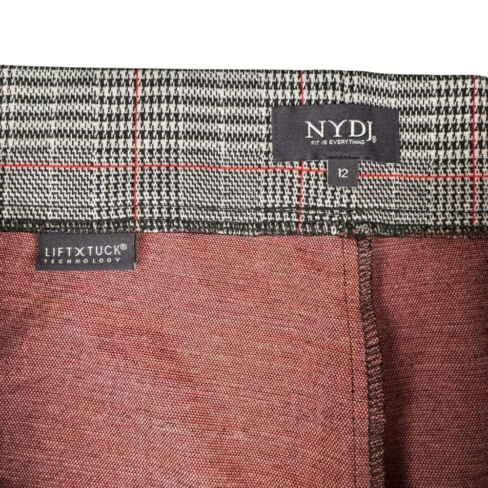 NYDJ Women’s Pull On Pants Size 12 Plaid Leggings Gray